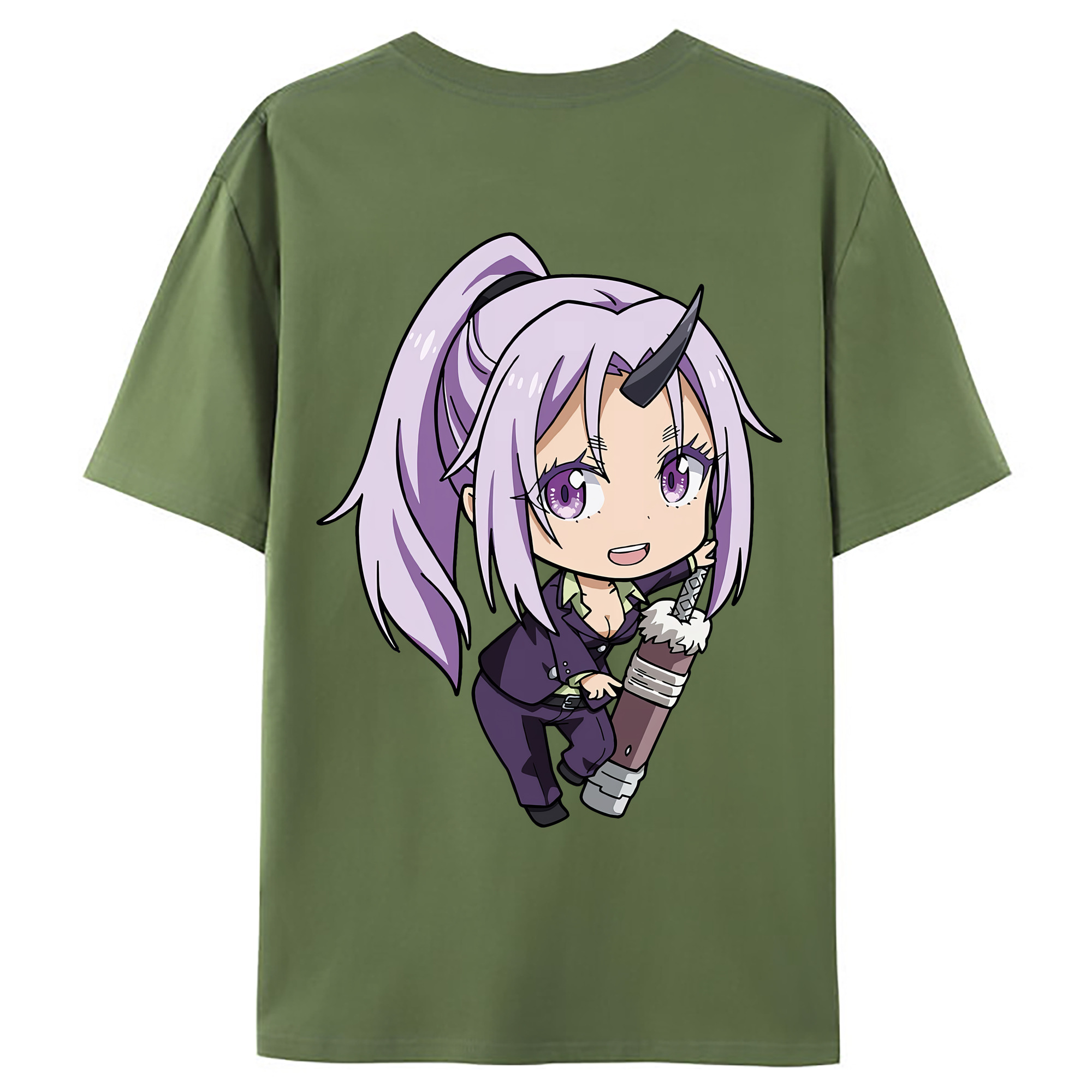 （画像用） 転スラ Regarding Reincarnated to Slime 綿100％ メンズ半袖Tシャツ（バックプリント） 通気性
